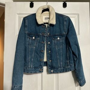 Zara fur trim denim jacket